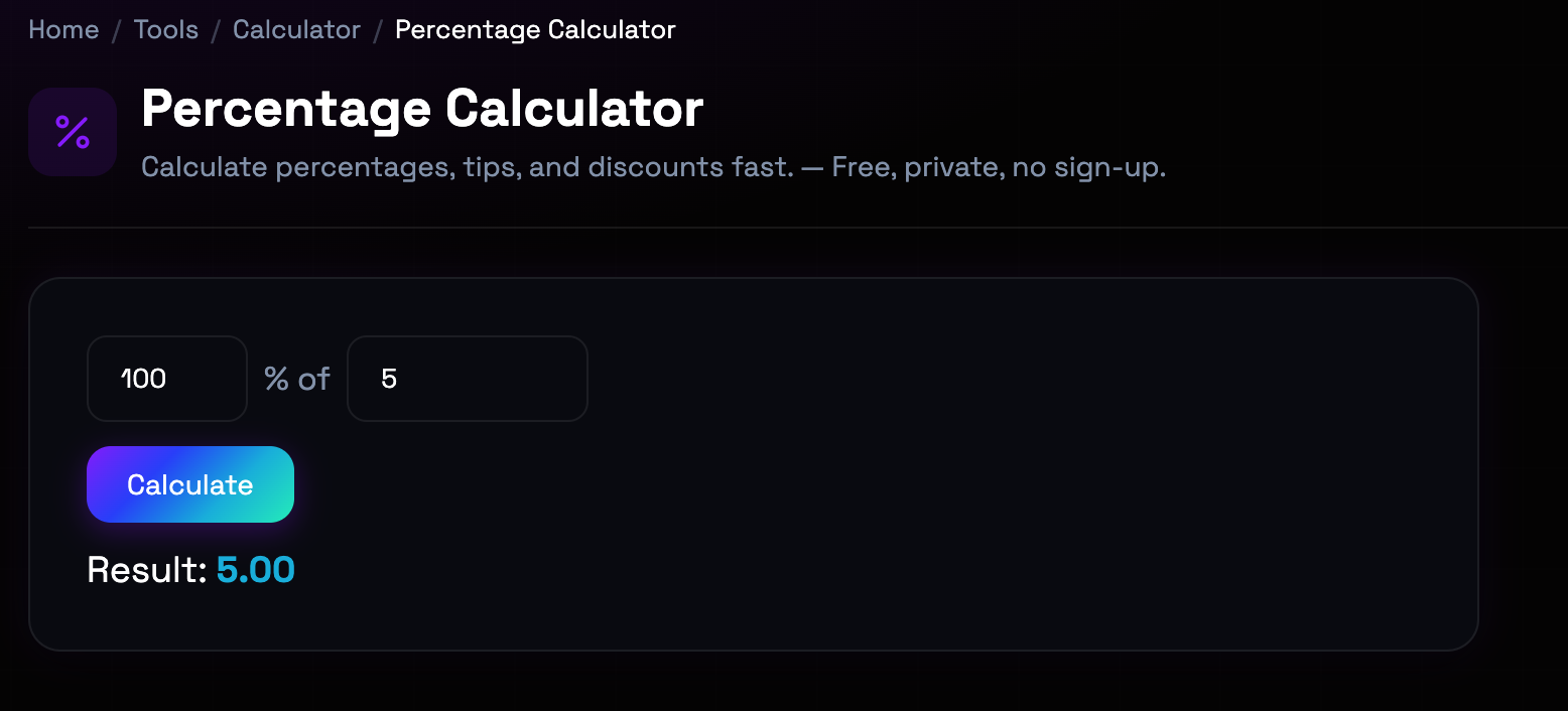 How to use Percentage Calculator online — free, fast, and private